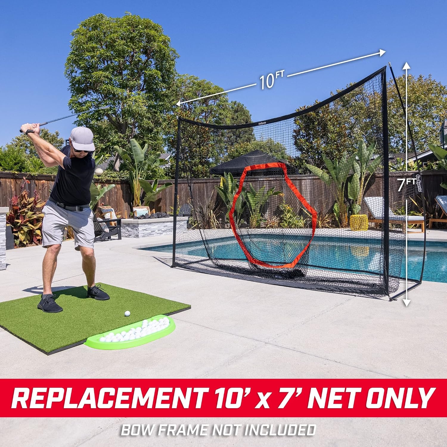 GoSports Replacement Golf Hitting Net – Indoor and Outdoor Golf Net Build for Bow Type Frame – Multiple Styles Available(10 ft x 7 ft Pro)