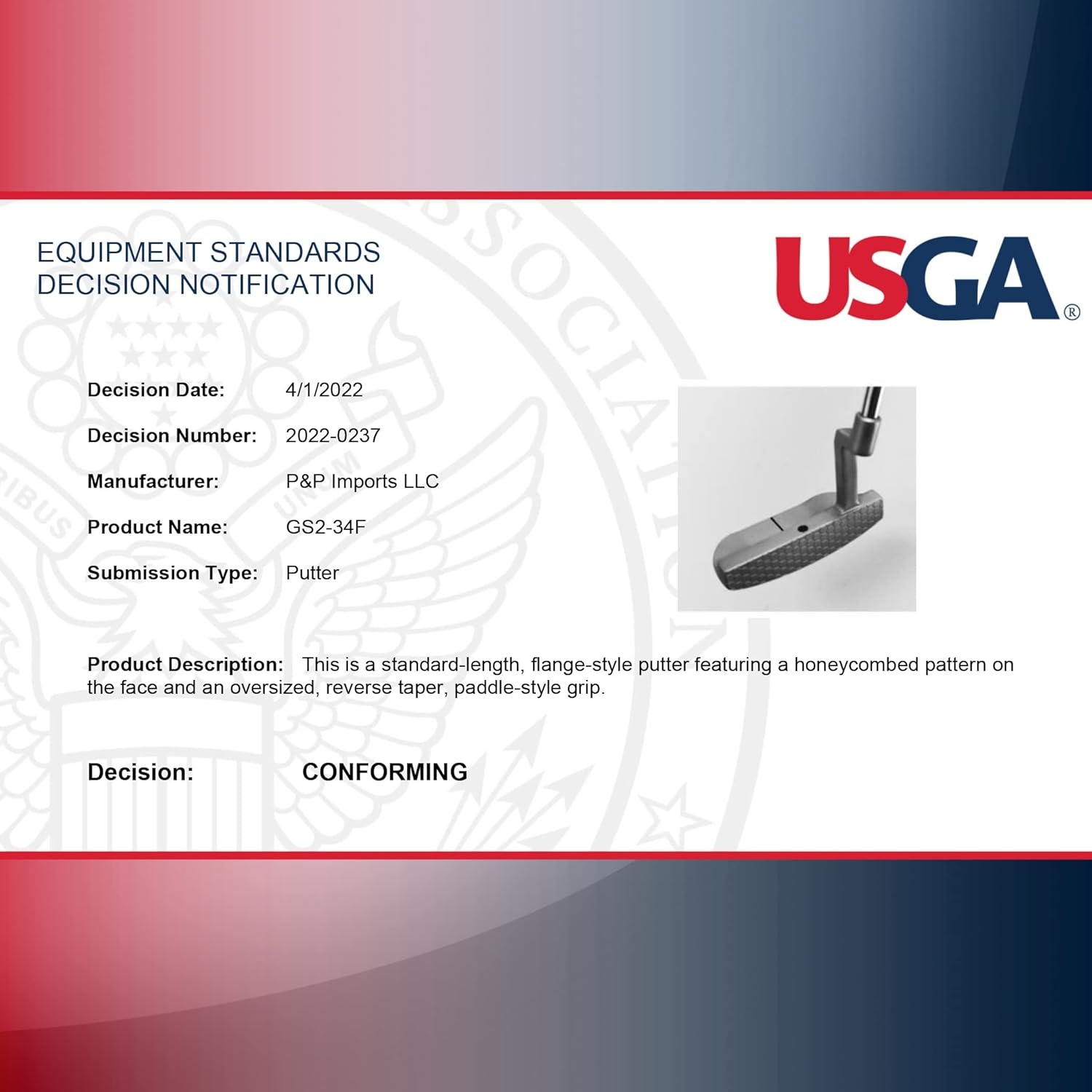 GoSports GS2 Tour Golf Putter – Choose Oversized Grip or Traditional Grip – 34 Right-Handed Mallet Putter with Milled Face(Oversized Grip)