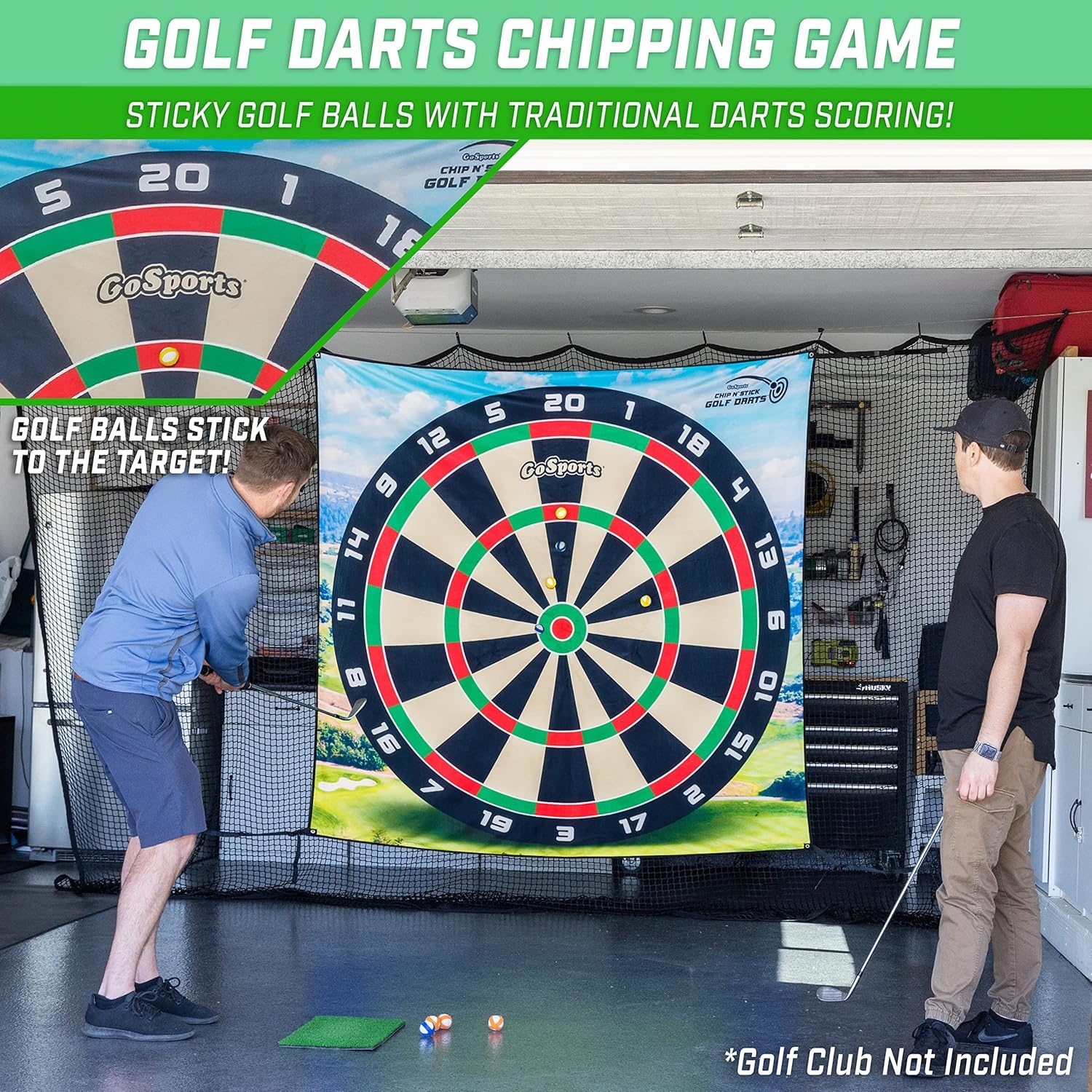The Original GoSports Chip N’ Stick – Choose Classic, Darts or Islands – Giant Golf Games with Balls and Chipping Mat(Darts)