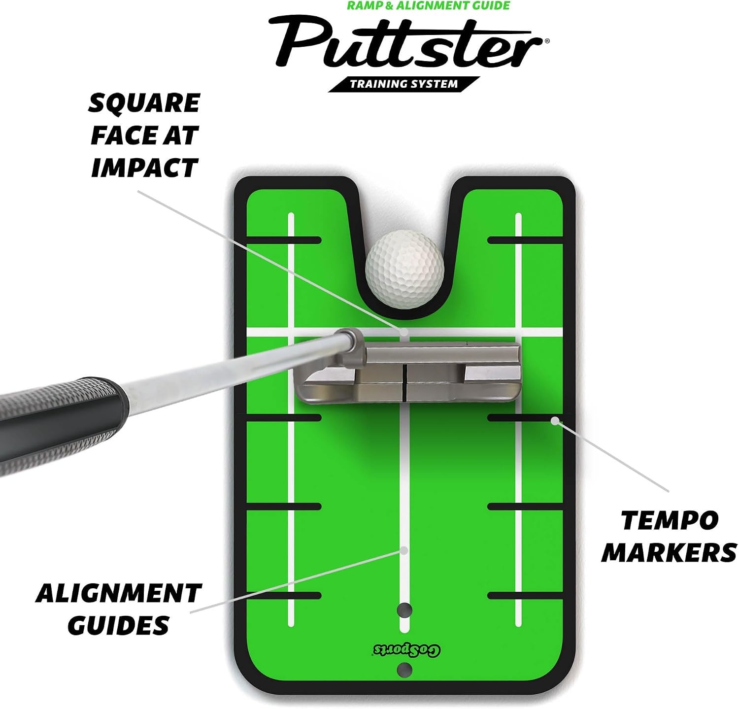 GoSports Puttster Golf Putting Hole Trainer – Alignment Aid with Cup Ramp Return System, Putt Indoors or Outdoors