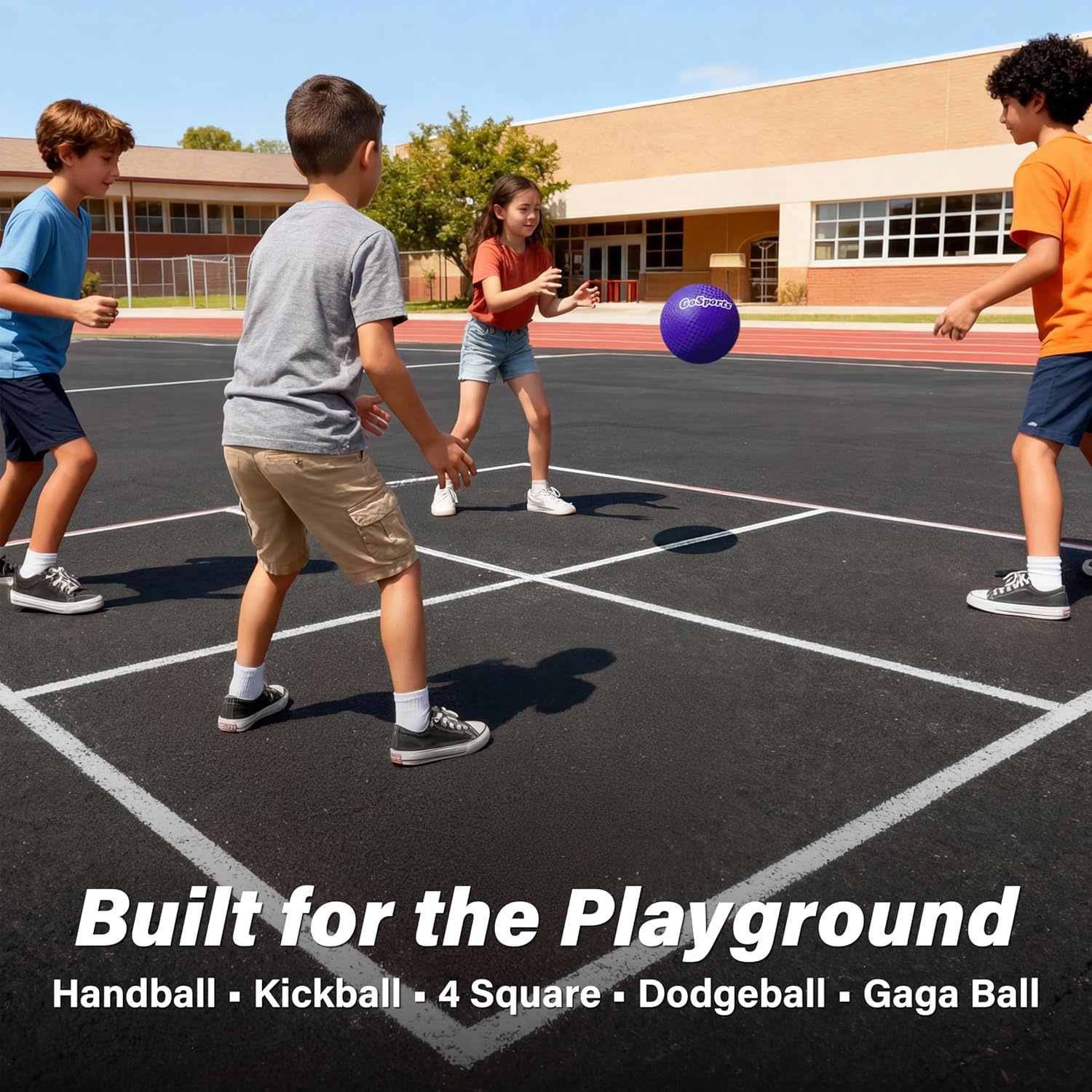 GoSports Playground Balls for Kids – Choose 8.5 or 10 Sizes – Heavy Duty Set of 6 with Carry Bag and Ball Pump(8.5″ Classic)