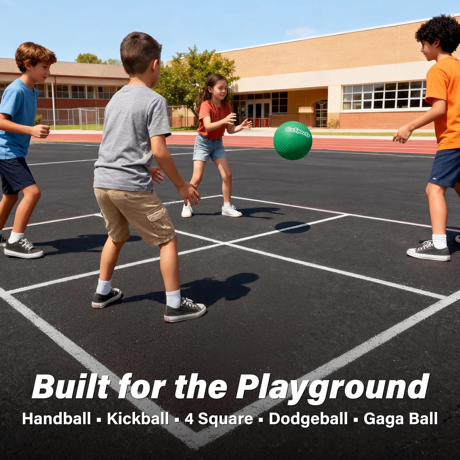 GoSports Playground Balls for Kids – Choose 8.5 or 10 Sizes – Heavy Duty Set of 6 with Carry Bag and Ball Pump(10″ Classic)