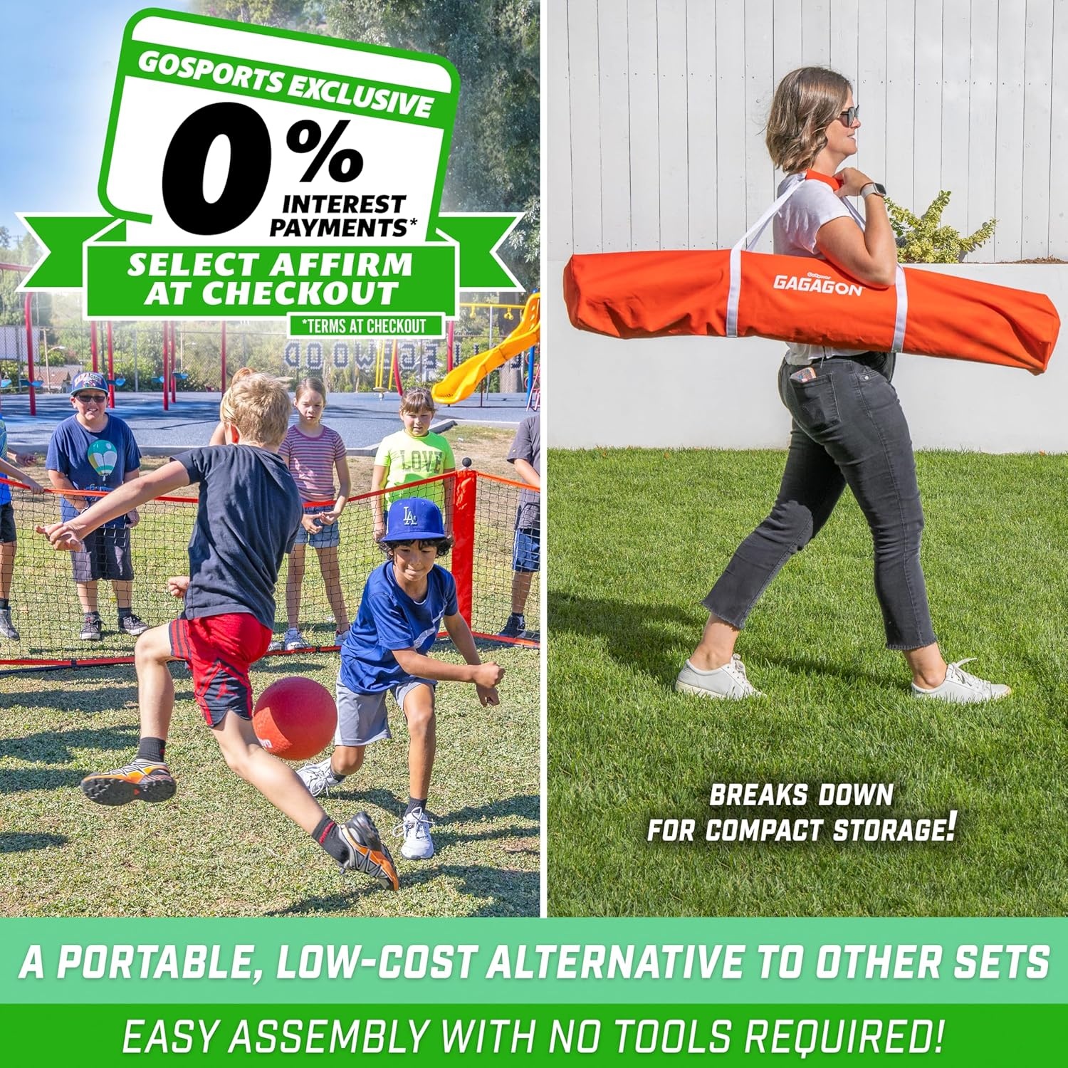 GoSports Gaga Ball Pit – 10 ft, 15 ft or 20 ft Portable Indoor/Outdoor Gagagon Pit for School, Camp or Home Use(Red – 15 ft)