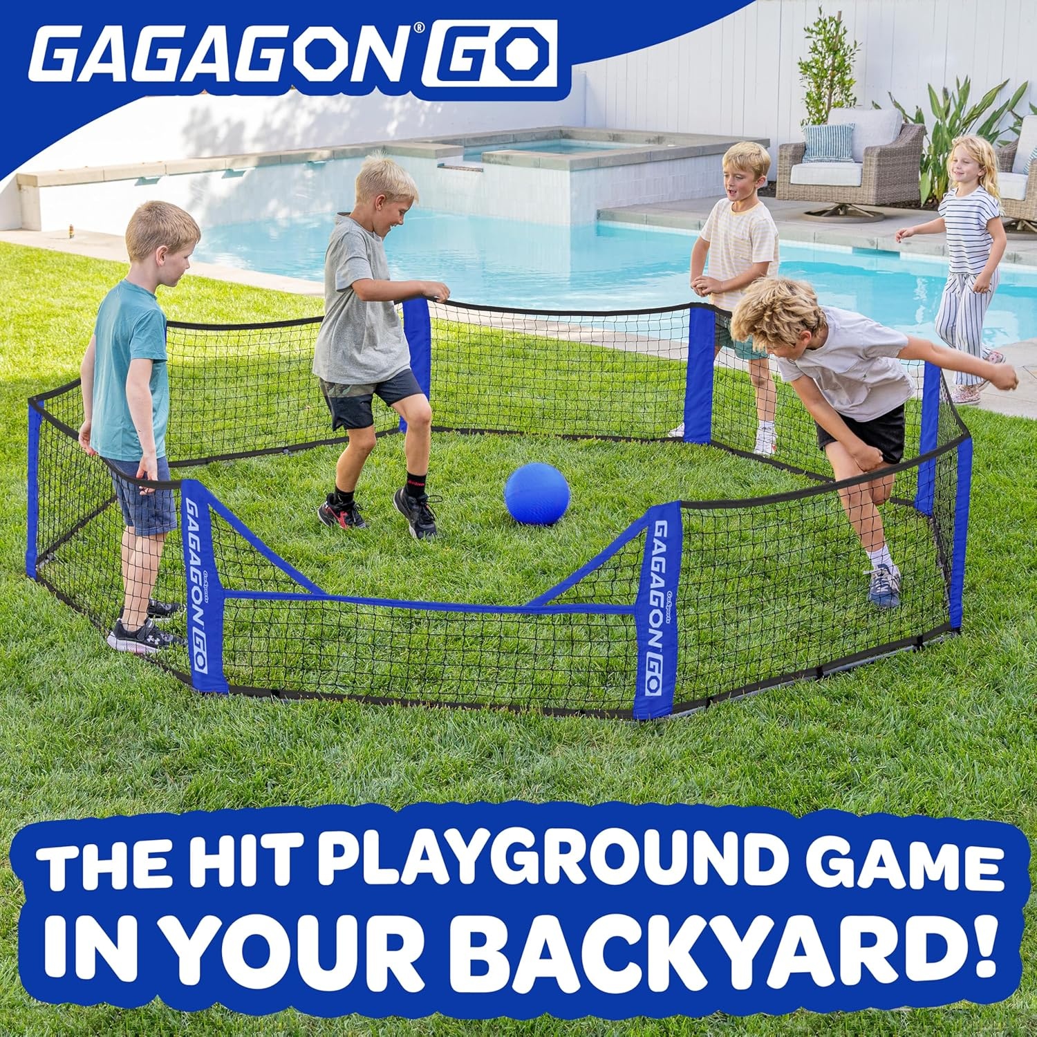 GoSports Home Gaga Ball Pit – 10 ft Portable Gagagon Go – Gaga Court for Kids, Giant Outdoor or Indoor Gaga Pit for Backyard