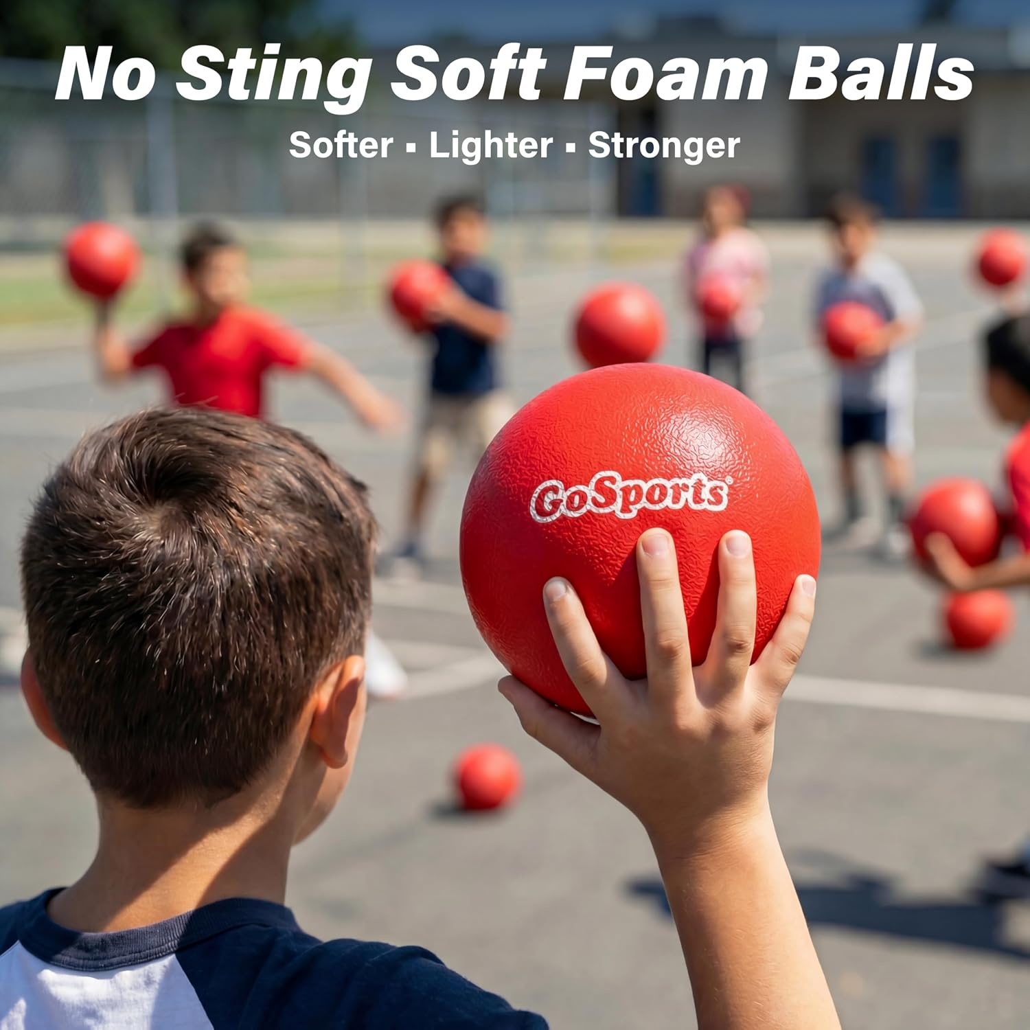 GoSports Soft Skin Foam Playground Dodgeballs – Set of 6 Includes Mesh Carry Bag(Red)
