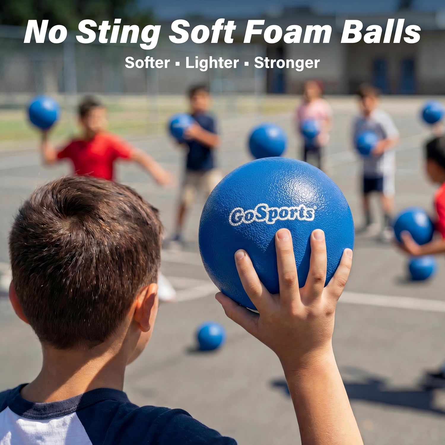 GoSports Soft Skin Foam Playground Dodgeballs – Set of 6 Includes Mesh Carry Bag(Blue)