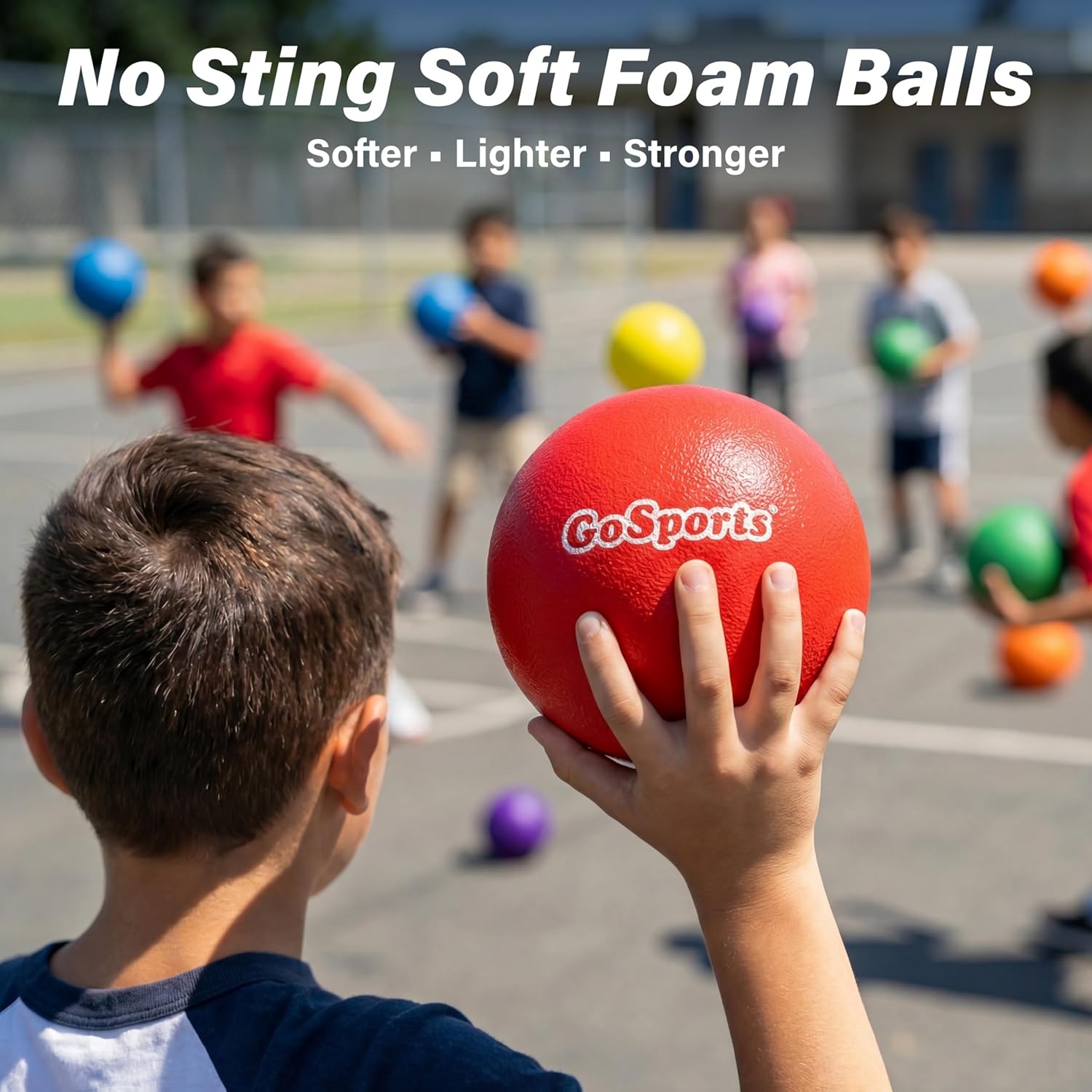 GoSports Soft Skin Foam Playground Dodgeballs – Set of 6 Includes Mesh Carry Bag(6″ Multicolor)