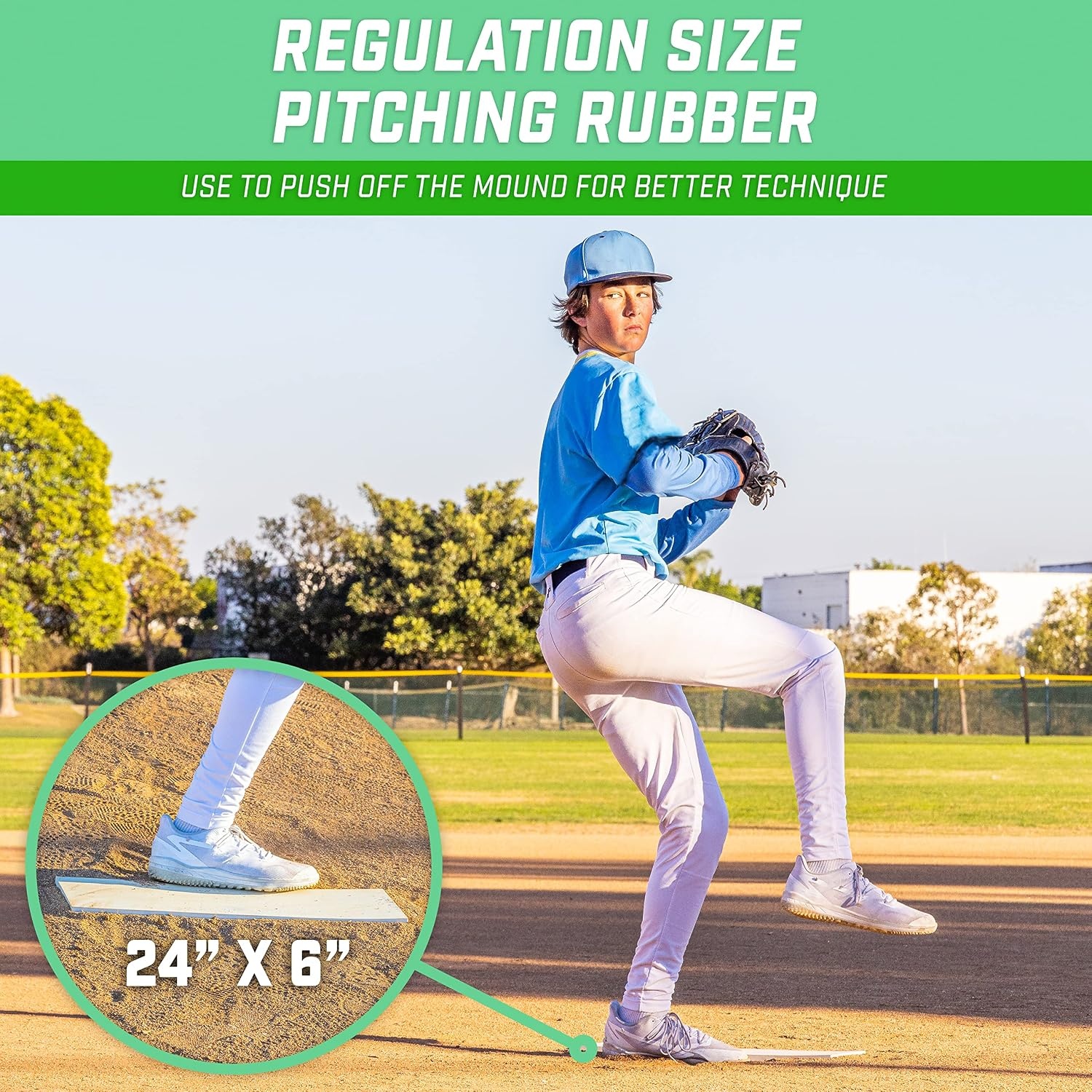 GoSports Baseball & Softball Pitching Mound Rubber – 24″ and 18″ Sizes(24″)