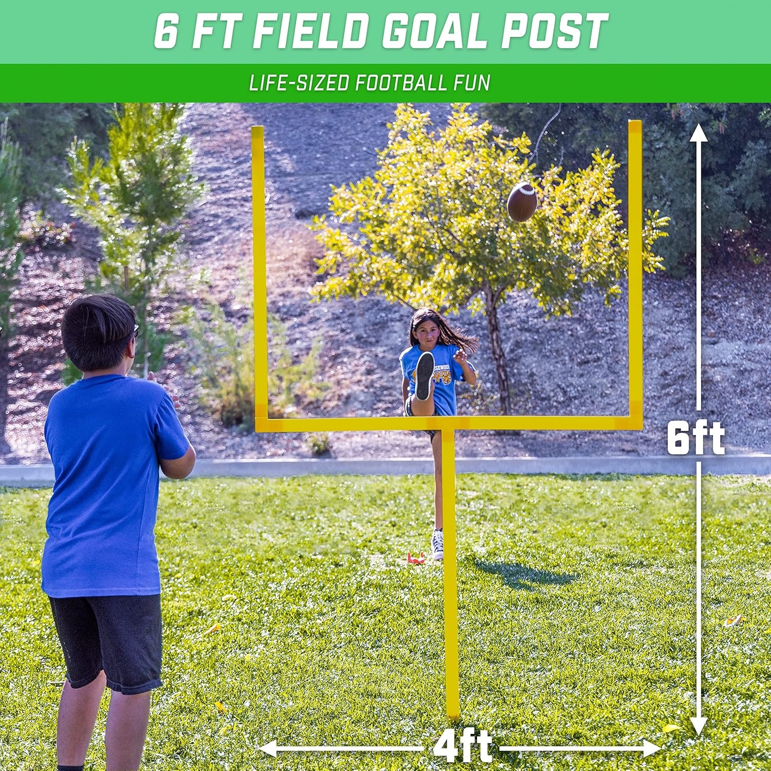 GoSports Football Field Goal Post – 6 or 8 ft Backyard Football Game(6 ft Standard)