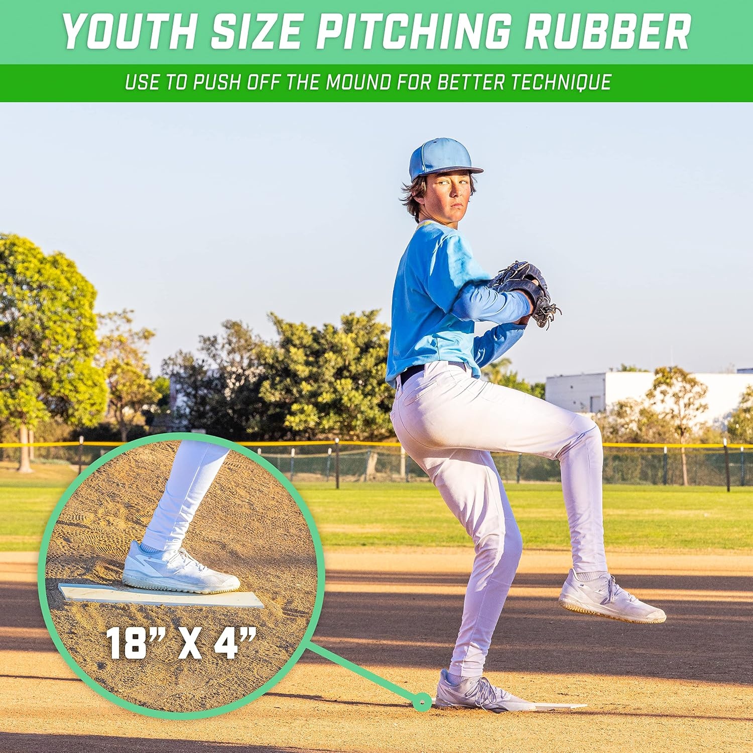 GoSports Baseball & Softball Pitching Mound Rubber – 24″ and 18″ Sizes(18″)