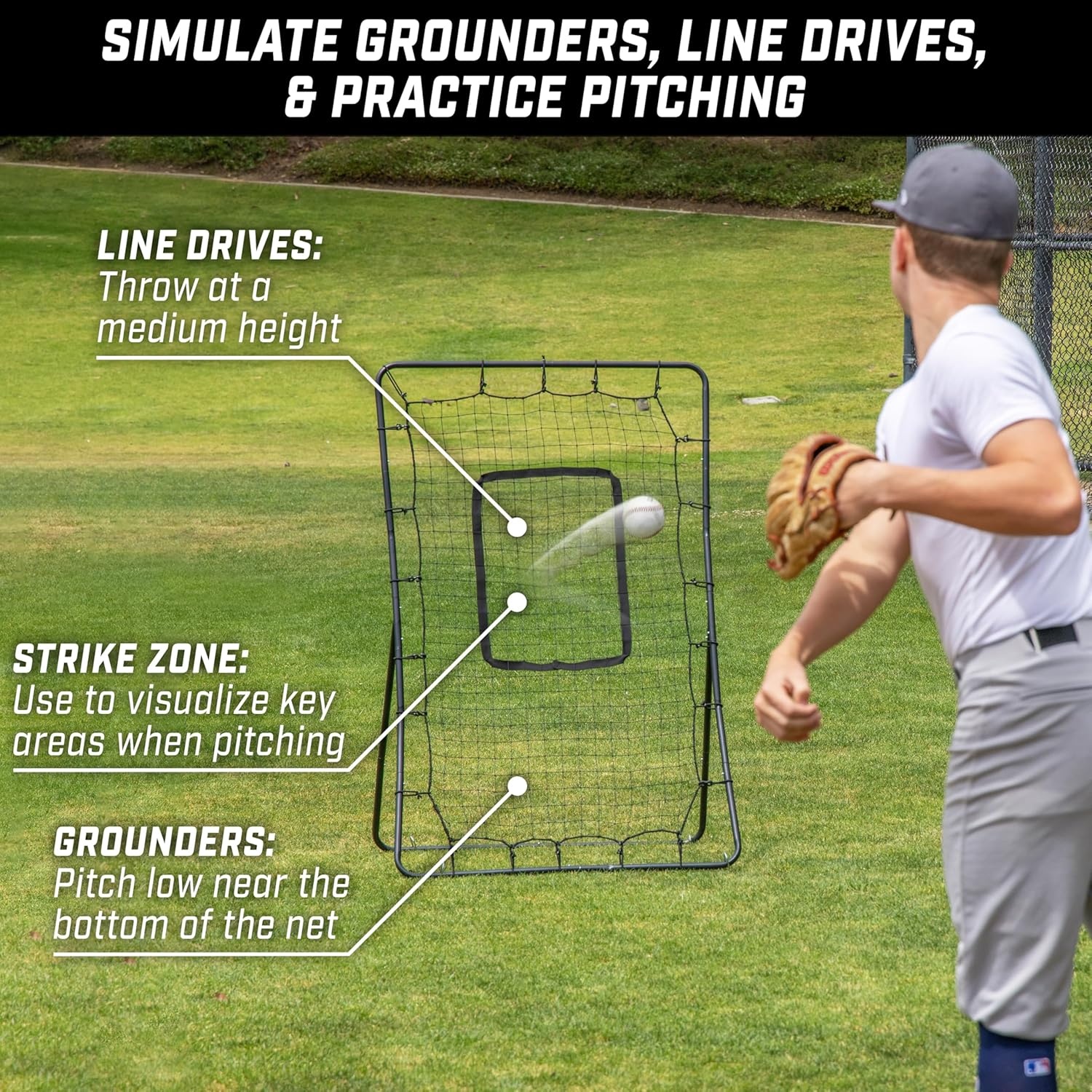 GoSports Baseball & Softball Pitching and Fielding Rebounder – Pitch Back Net – Choose Your Size(Rebounder)