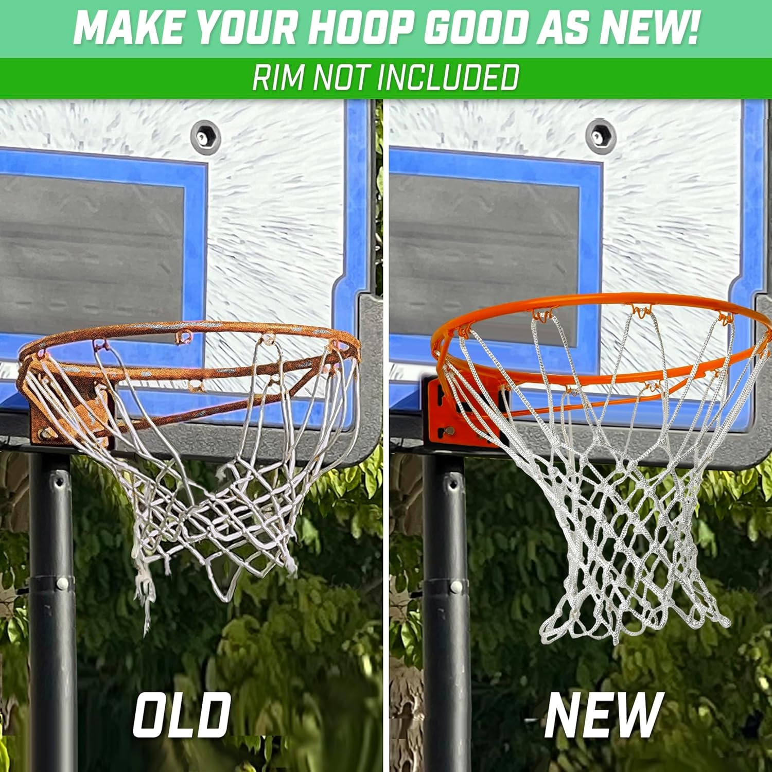 GoSports Basketball Net Replacement with 12 Loops – Heavy Duty for Indoor & Outdoor Hoops, Rim Not Included