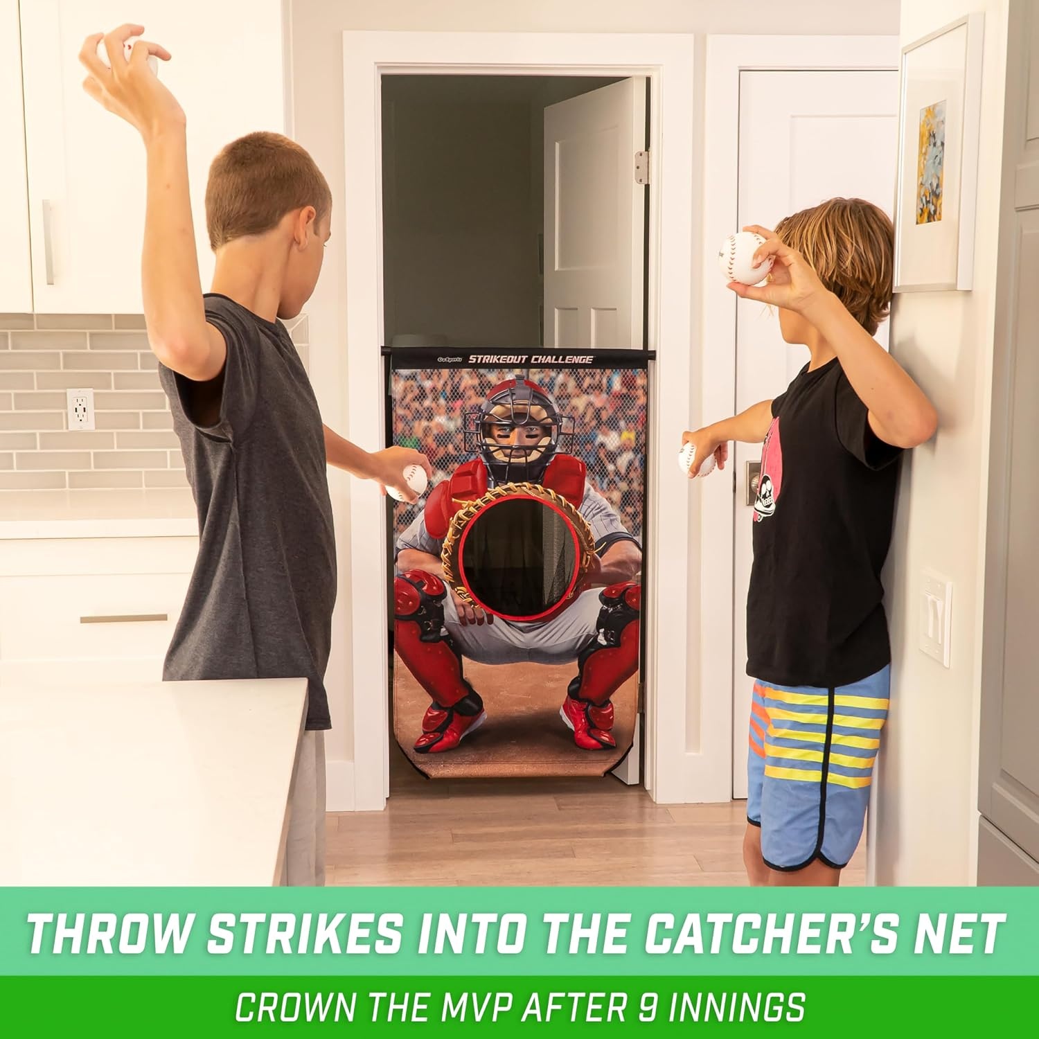 GoSports Football & Baseball Toss Games Available in Football Red Zone Challenge or Baseball Pro Pitch Challenge Choose Between Backyard Toss or Door Hang Targets(Door Hang Baseball Toss)
