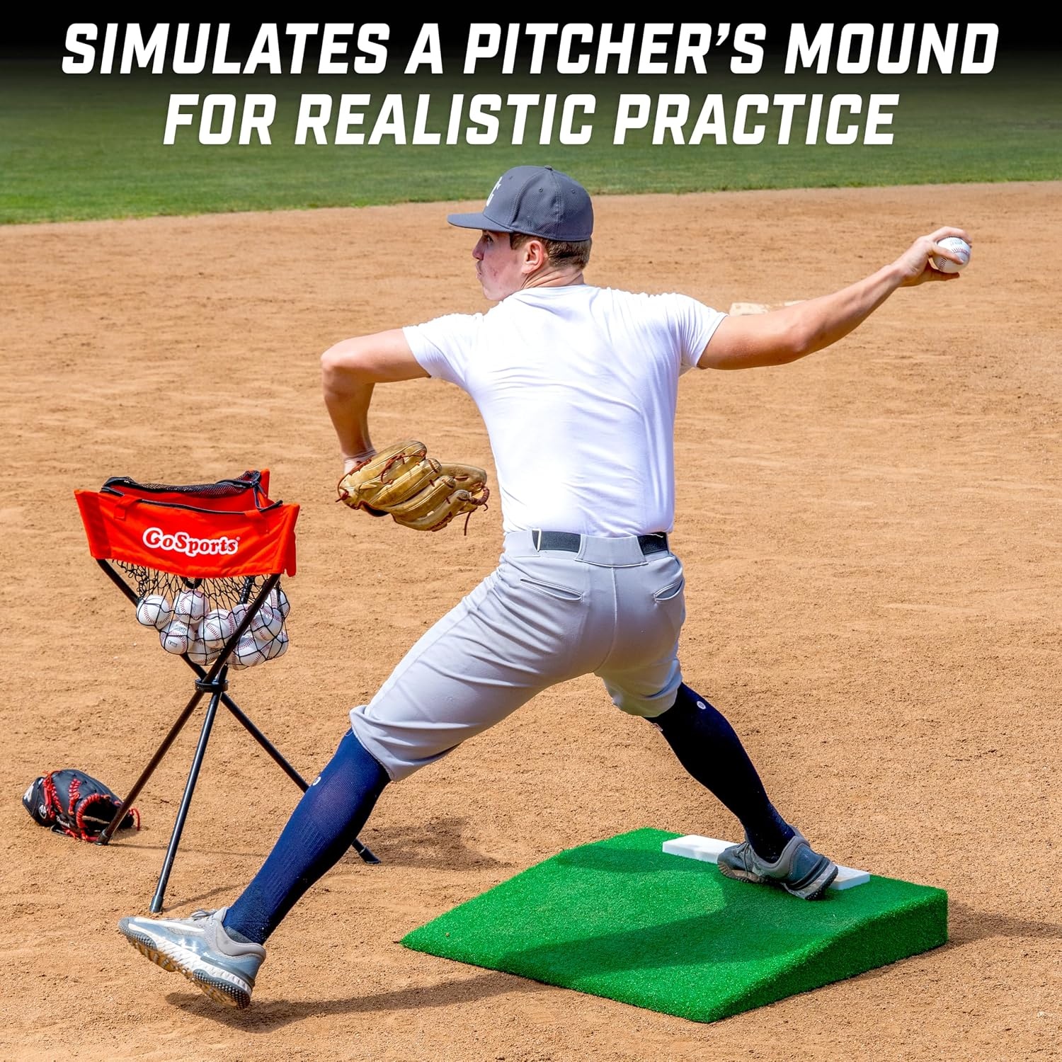 GoSports Portable Pitching Mound for Baseball Pitchers – 30 x 30 x 4 Inch