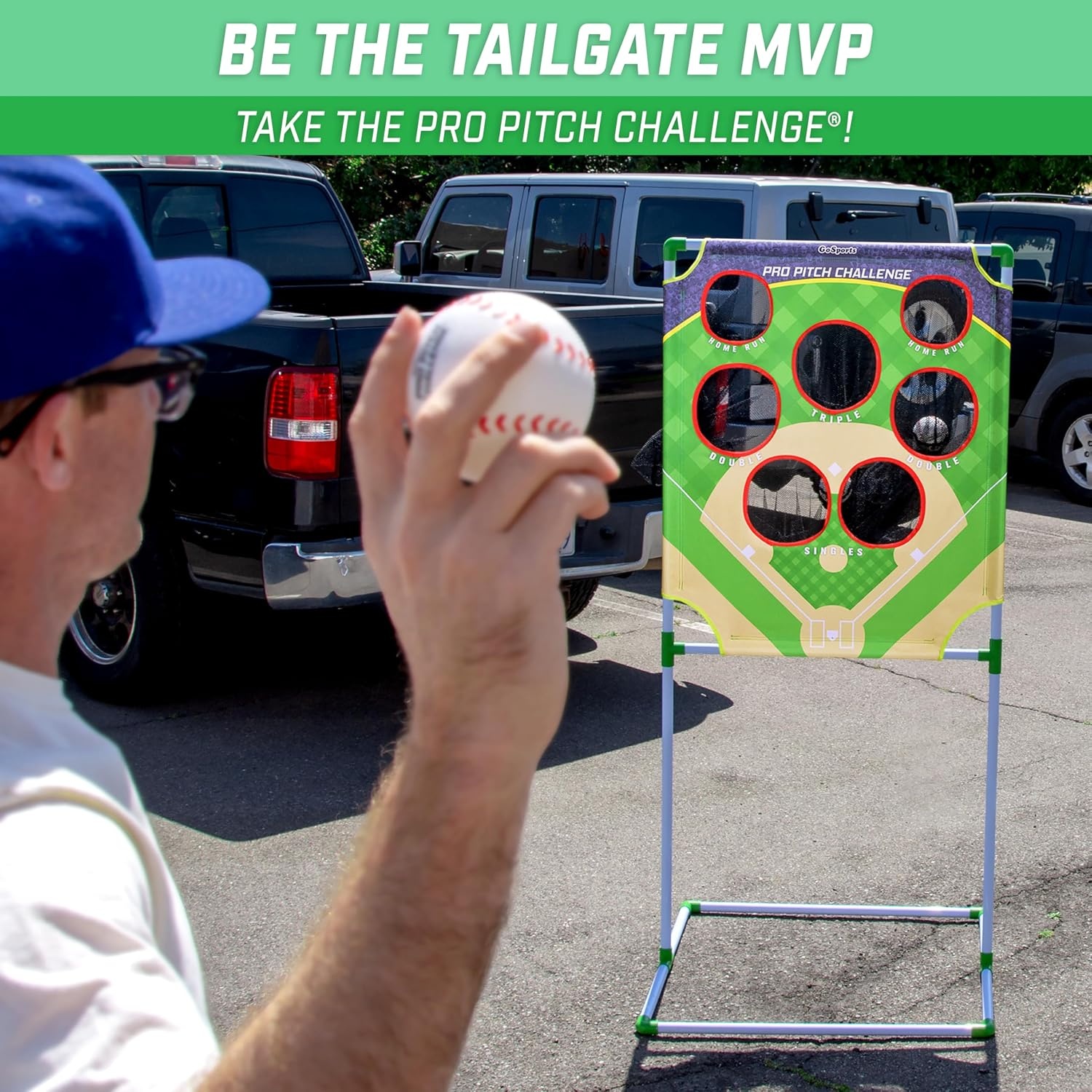 GoSports Football & Baseball Toss Games Available in Football Red Zone Challenge or Baseball Pro Pitch Challenge Choose Between Backyard Toss or Door Hang Targets(Baseball Toss)