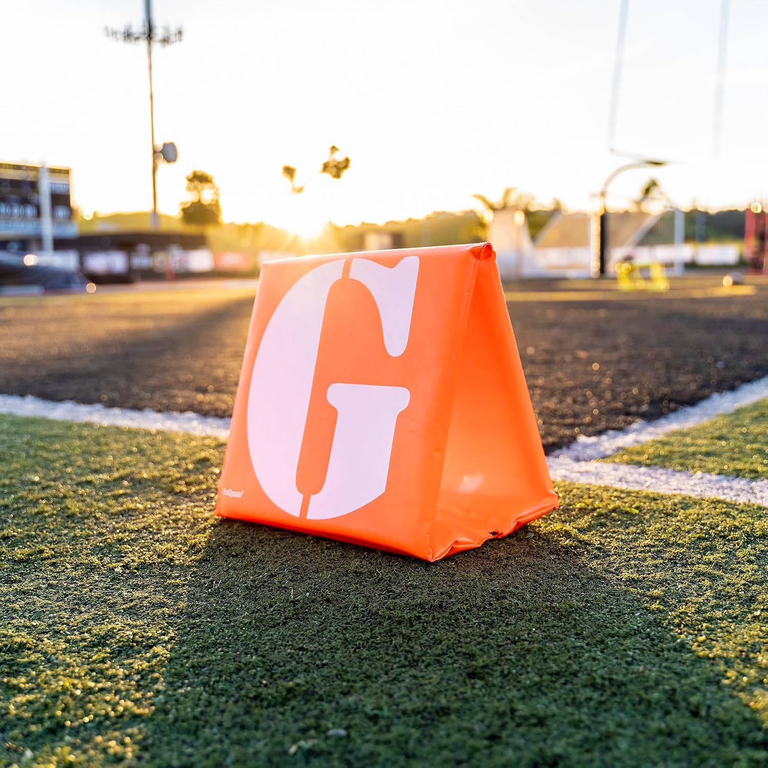GoSports Football Field Yard Line Markers – Set of 11, High Visibility Weighted Yardage Markers with Portable Carrying Case