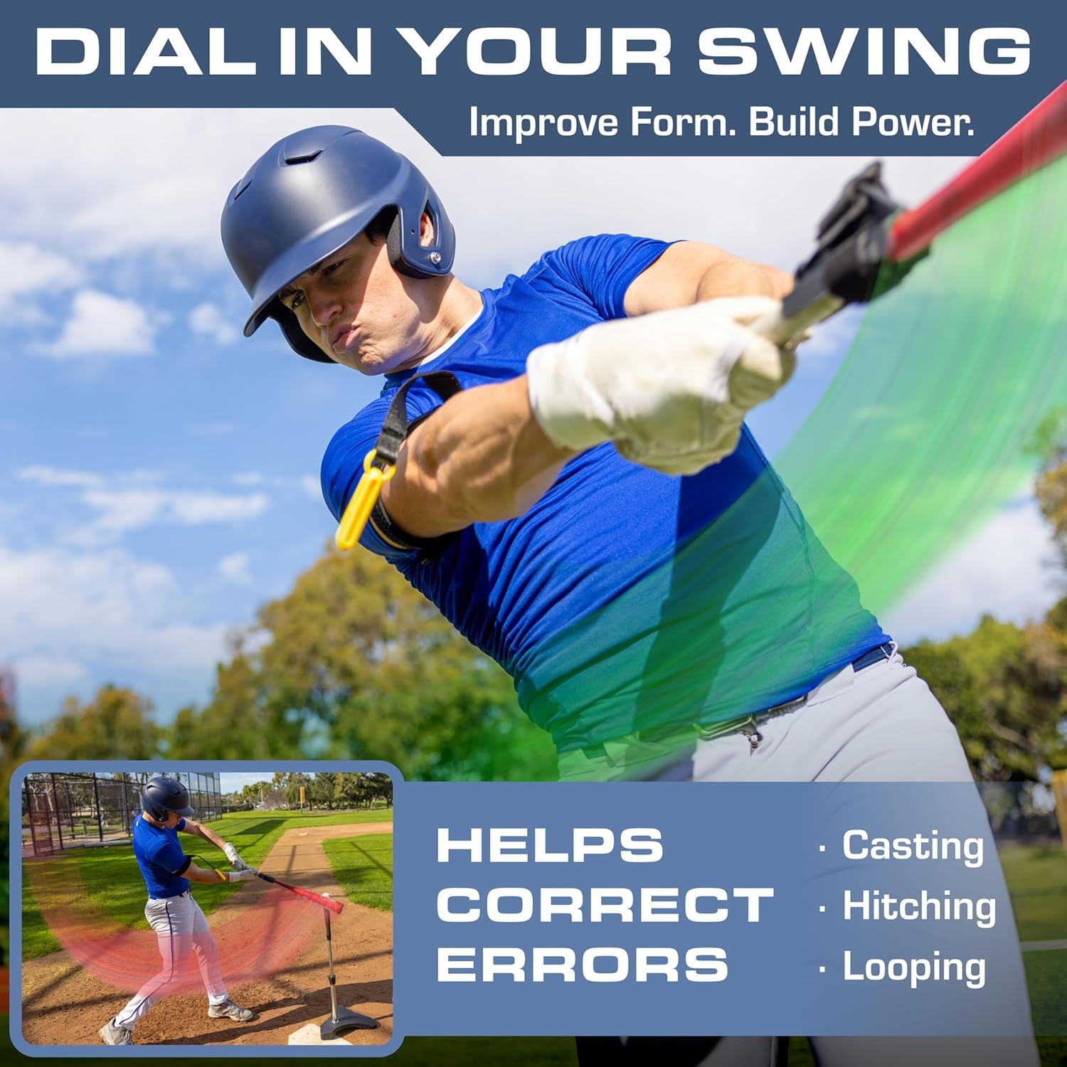 GoSports Pinpoint Baseball & Softball Swing Trainer Batting Aid – Baseball Training Equipment for Intermediate and Advanced Players