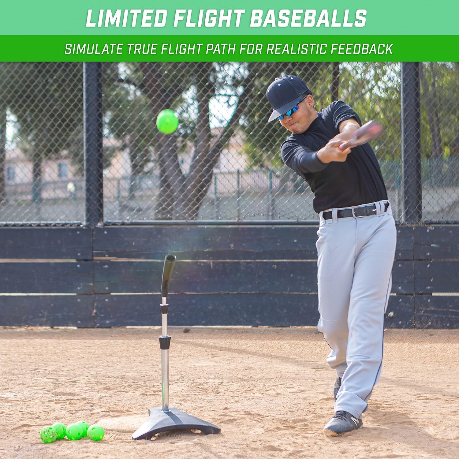 GoSports 12 Pack Limited Flight Training Balls – Choose Baseball or Softball – Regulation Size(Green)