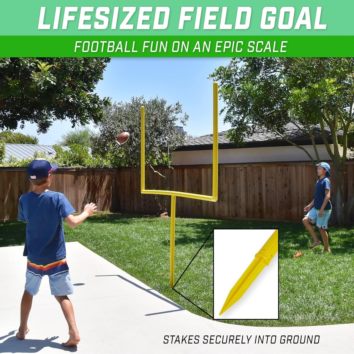 GoSports Football Field Goal Post – 6 or 8 ft Backyard Football Game(8 ft PRO)