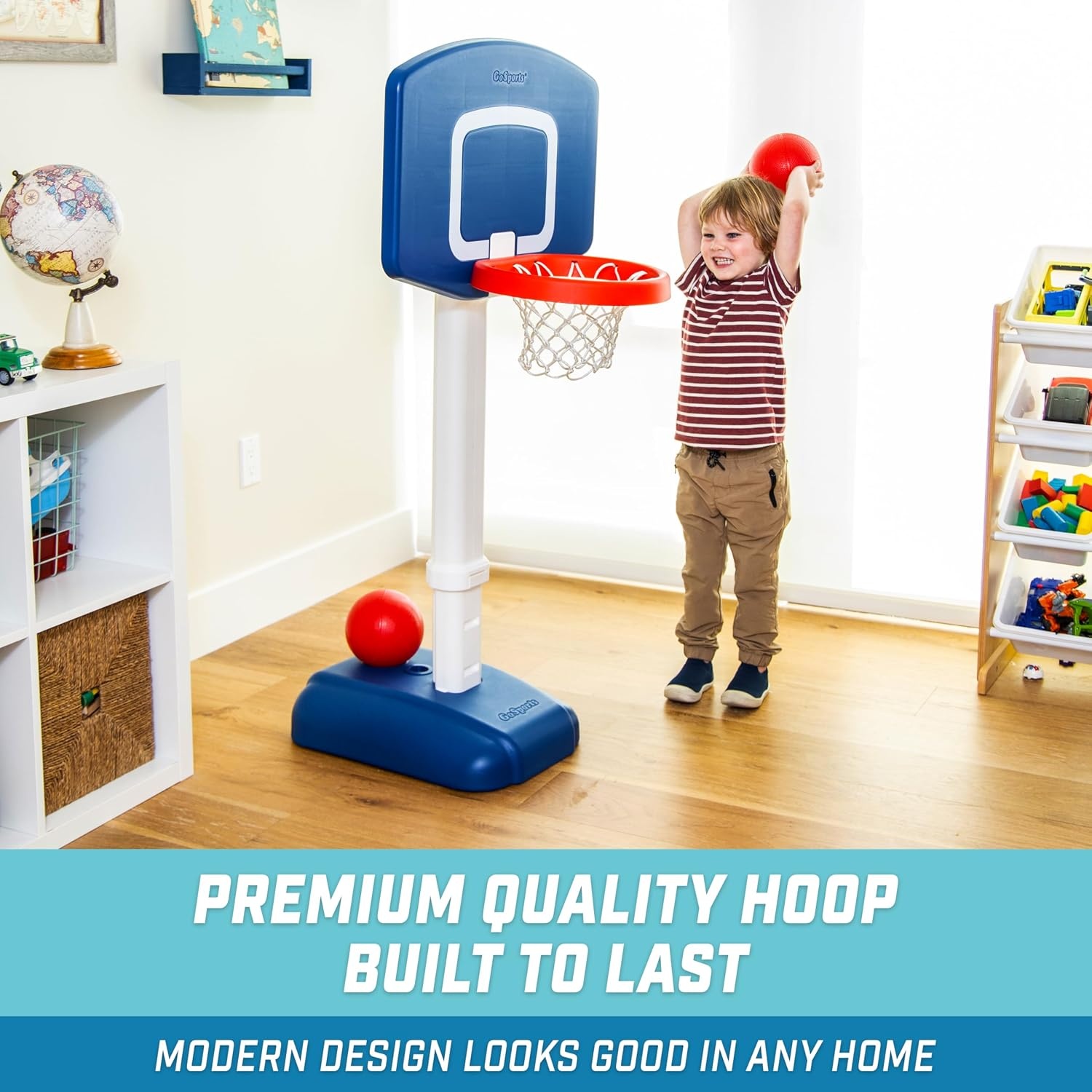 GoSports Tot Shot Toddler Basketball Set – Kids Indoor & Outdoor Toy Hoop with Adjustable Height