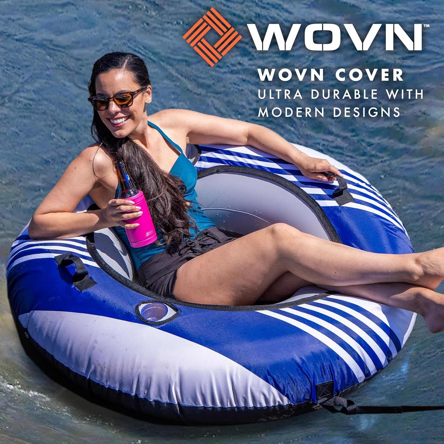 GoSports WOVN River Tube with Premium Canvas Cover – Heavy Duty Float for Rivers, Lakes, & Pools – Baja(Lido)
