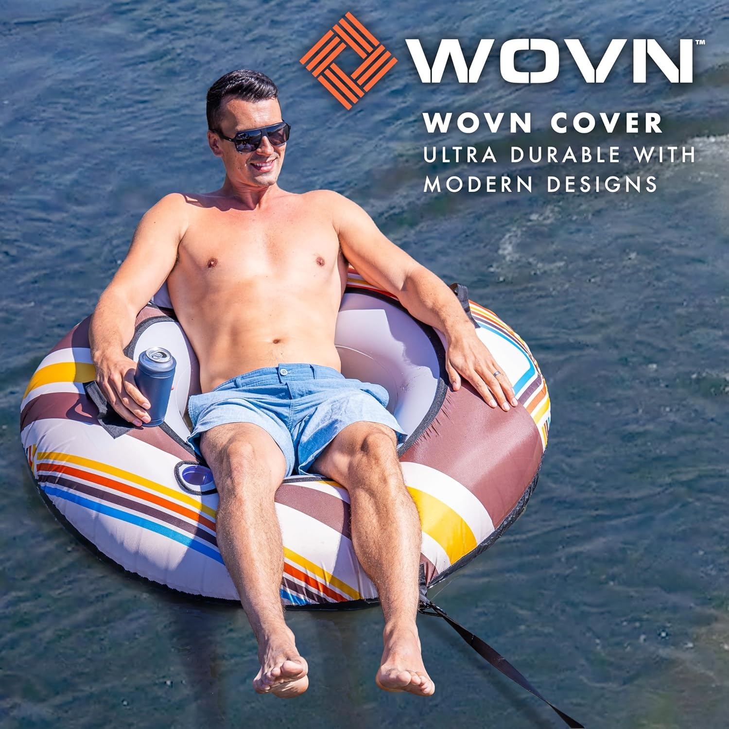 GoSports WOVN River Tube with Premium Canvas Cover – Heavy Duty Float for Rivers, Lakes, & Pools – Baja(Drifter)
