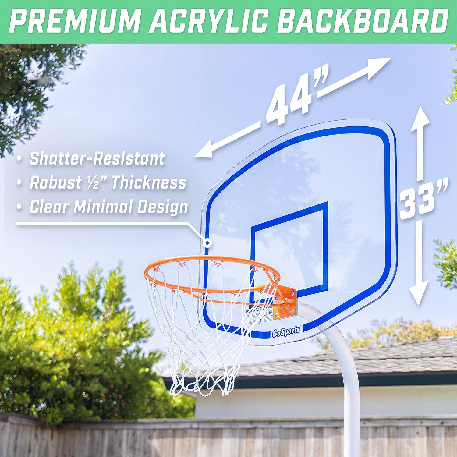 GoSports Splash Hoop Elite Swimming Pool Basketball Hoop – Adjustable Height Poolside Basketball Goal with Heavy Duty Weighted Base, Regulation Rim & 2 Pool Basketballs(Elite Fixed – Blue)