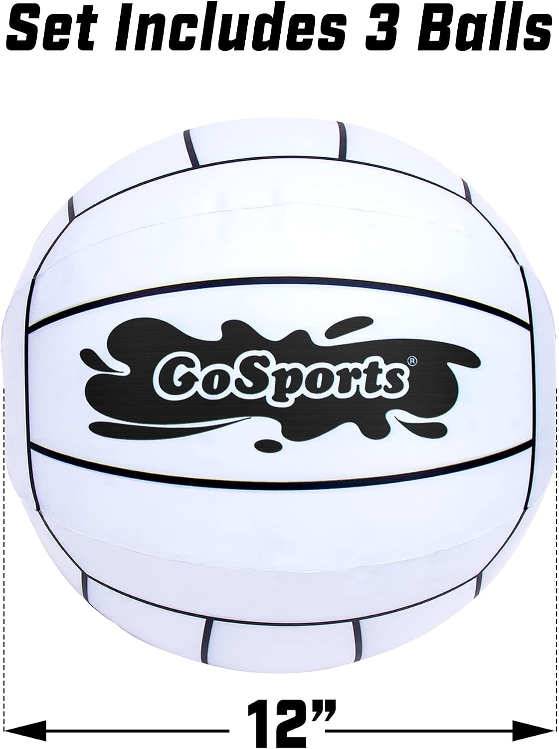 GoSports 12 Inch XL Inflatable Volleyball, 3 Pack – Easier Rallies on an Epic Scale for All Skill Levels