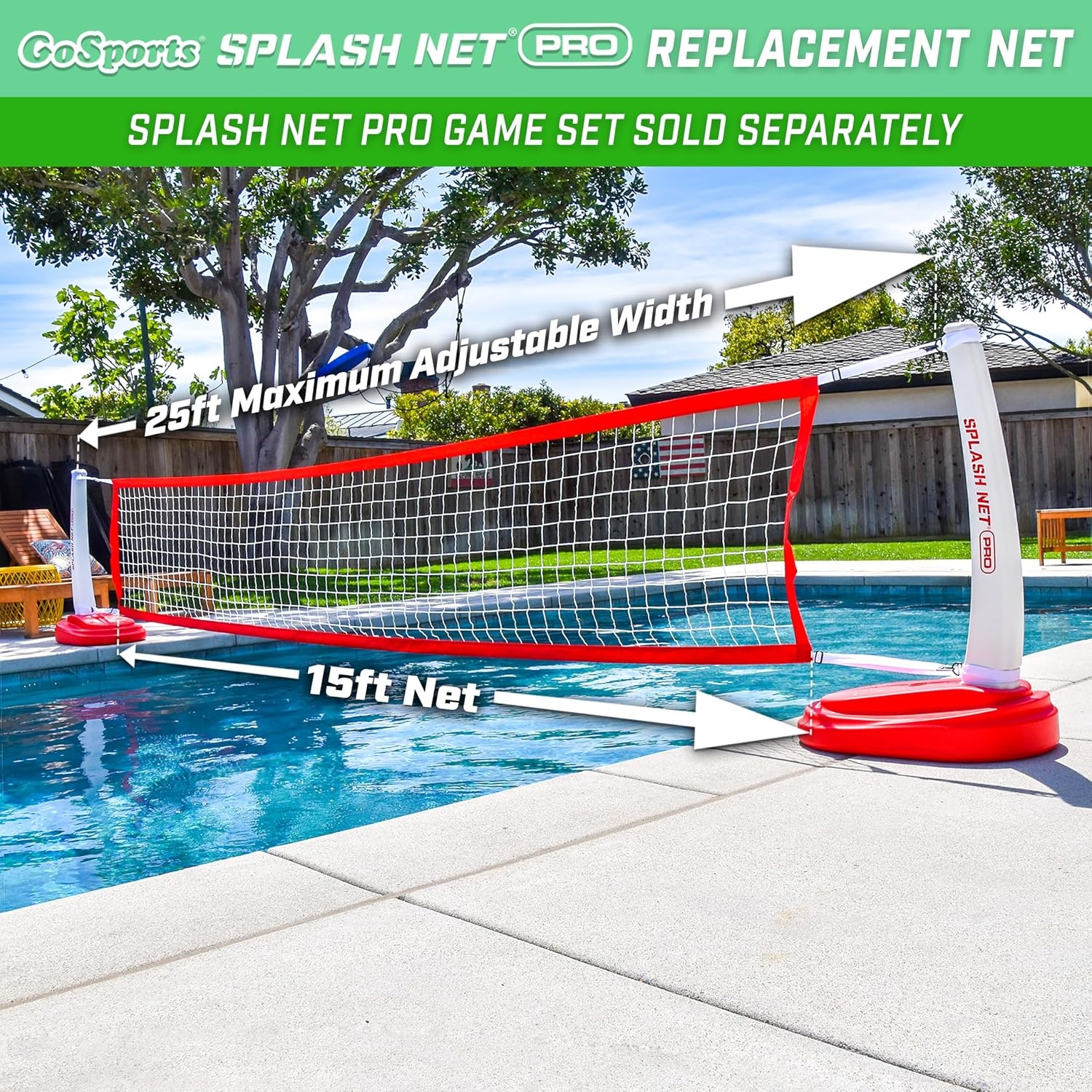 Replacement Pool Volleyball Net for GoSports Splash Net PRO or MAX Games(Red Net)