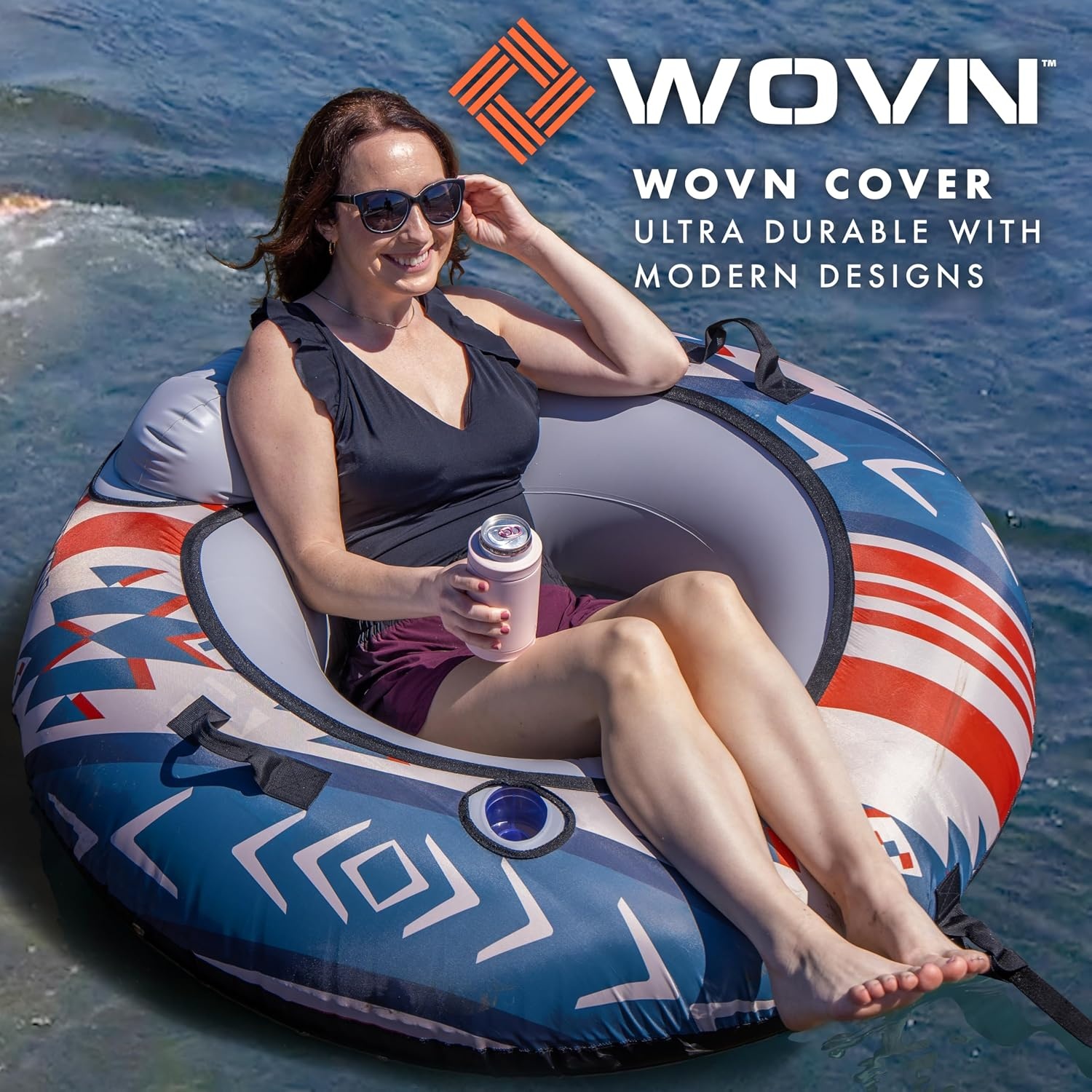 GoSports WOVN River Tube with Premium Canvas Cover – Heavy Duty Float for Rivers, Lakes, & Pools – Baja(Mesa)