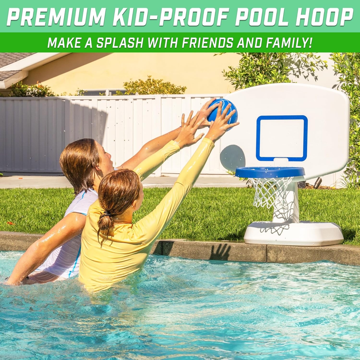 GoSports Splash Hoop Classic Swimming Pool Basketball Game – Blue(White)