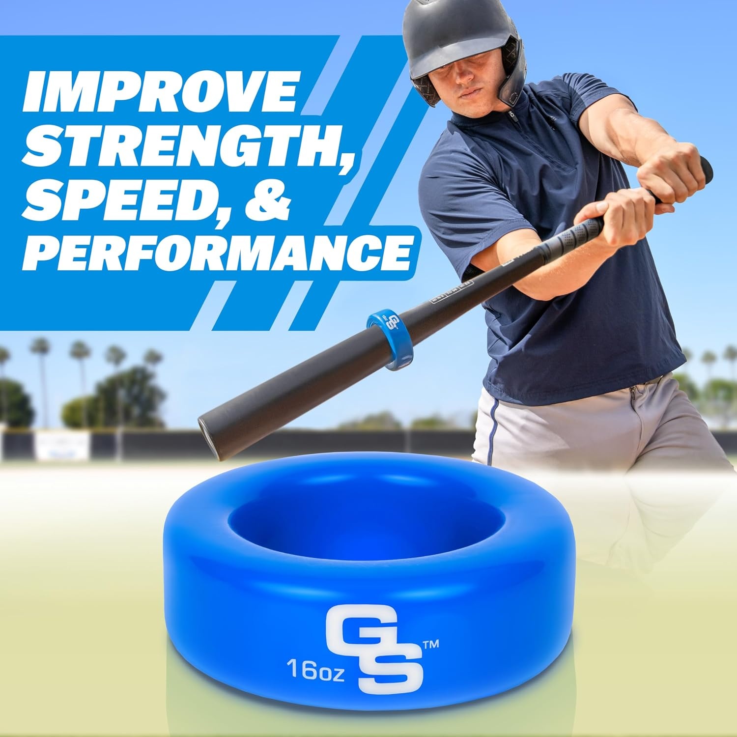 GoSports Baseball and Softball Bat Weight – 16 oz Bat Donut for Youth and Adult, Baseball & Softball Bat Accessories(Royal)