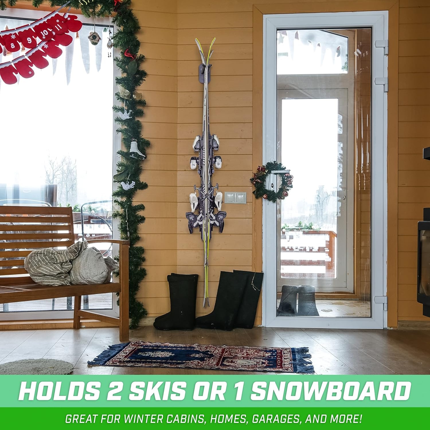 GoSports Wall Mounted Ski and(2 Skis)