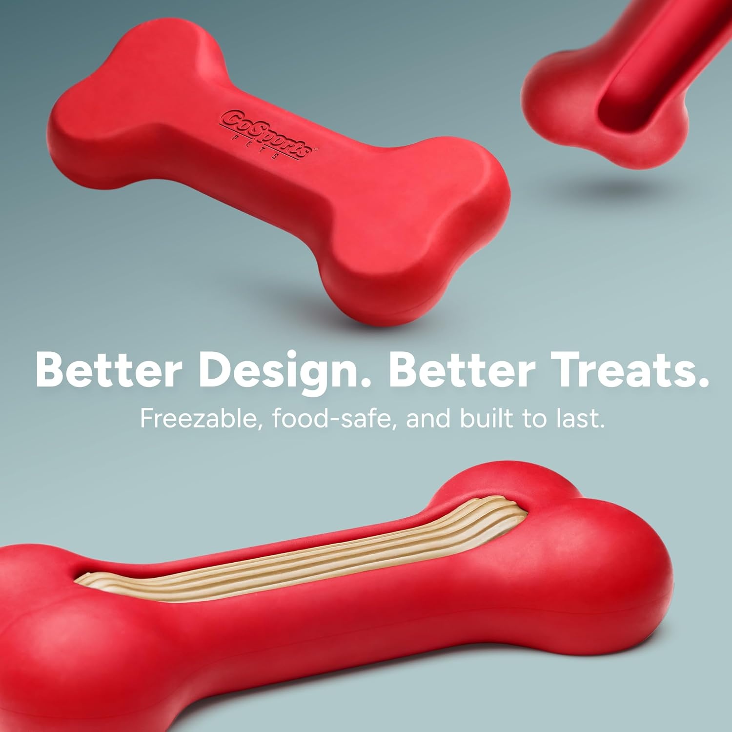 GoSports Pets PupsCream Frozen Dog Treat Holder – Dog Enrichment Fill and Freeze Bone Station – Helps Keep Dogs Busy(Small – Red)