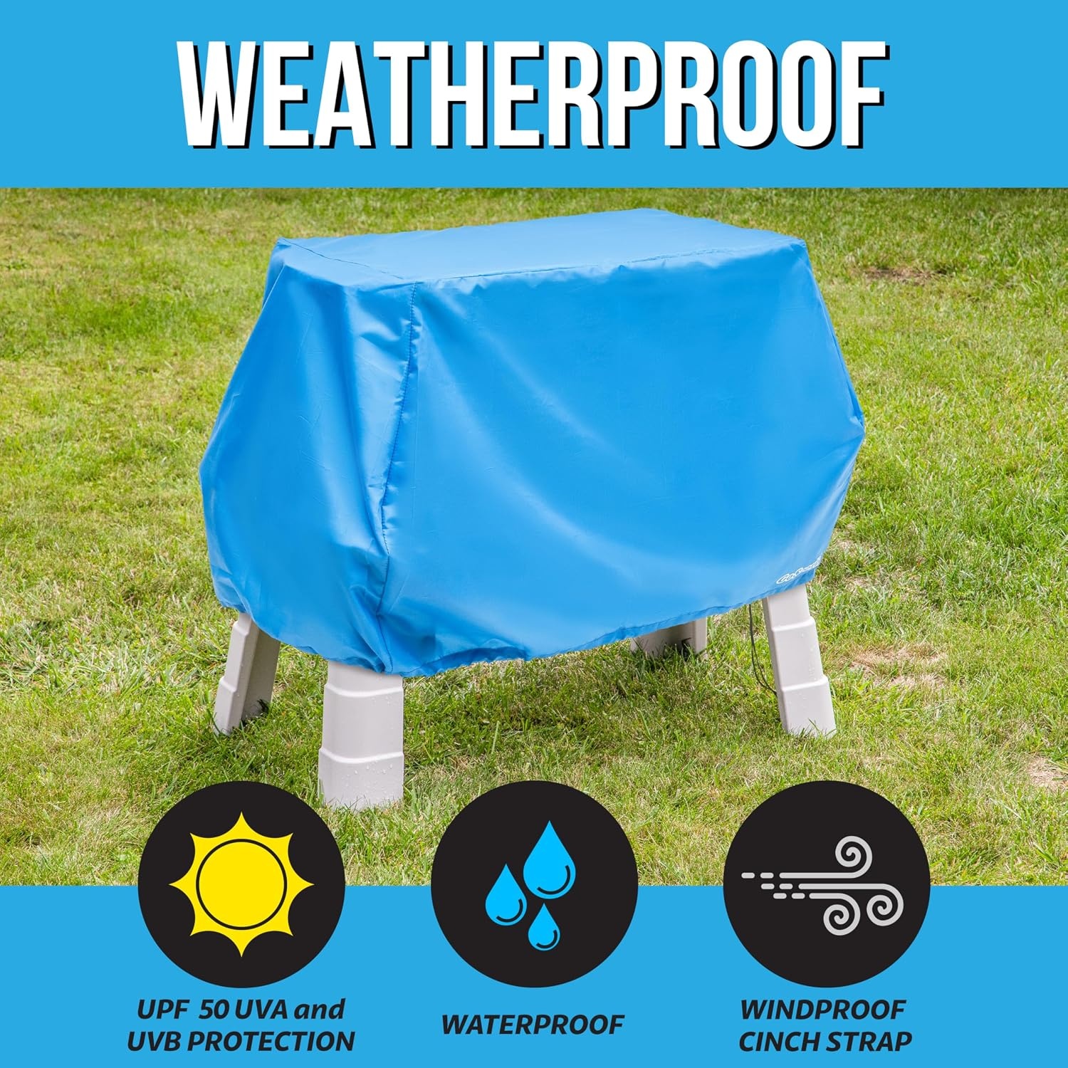 GoSports Universal Kids Water Table Cover – Anti-UV, Waterproof – Fits up to 41 x 25 x 34 Inches – Cover ONLY – Blue(Blue)