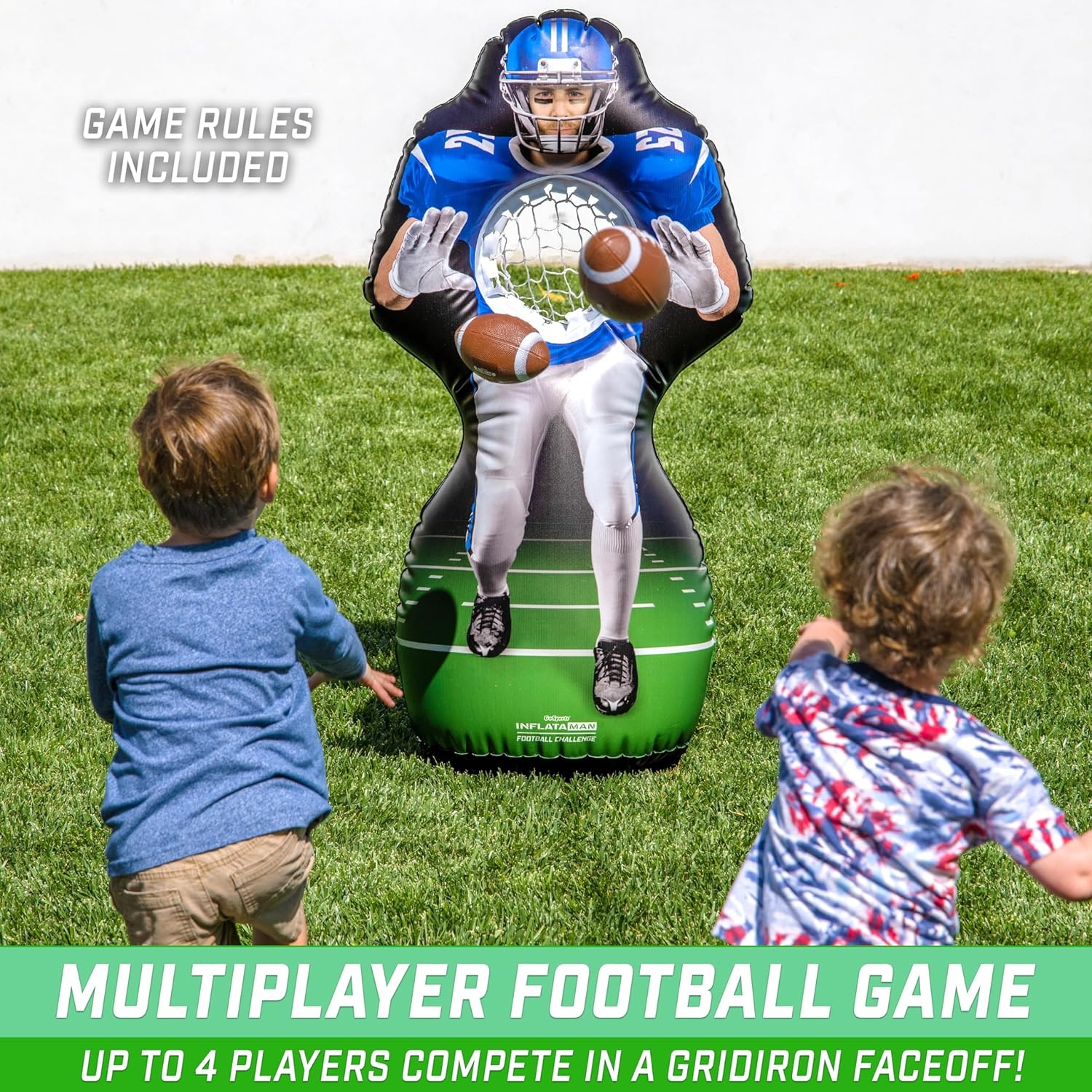 GoSports Football Toss Game for Kids – 4 ft Inflatable Receiver Touchdown Toss Game
