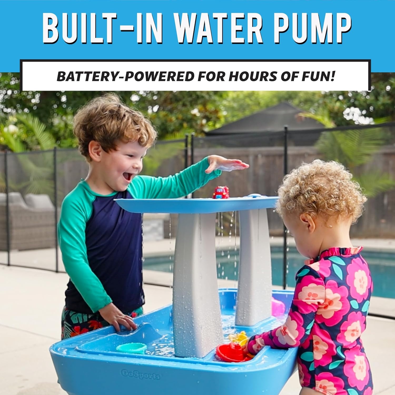 GoSports Water Table With Pump for Toddlers Ages 1.5-4 Years – Outdoor Play Table for Kids With Integrated Circulating Pump(Water Table)